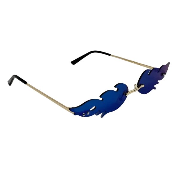 6076 | Blue Mirror Flame Rimless Sunglasses - Picture 2 of 5